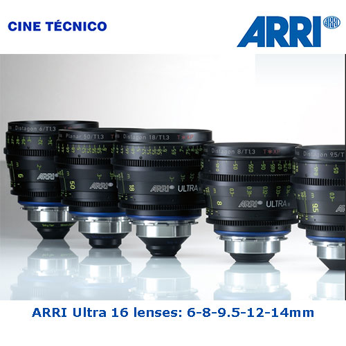 ARRI Ultra 16 ópticas: : 6-8-9.5-12-14mm